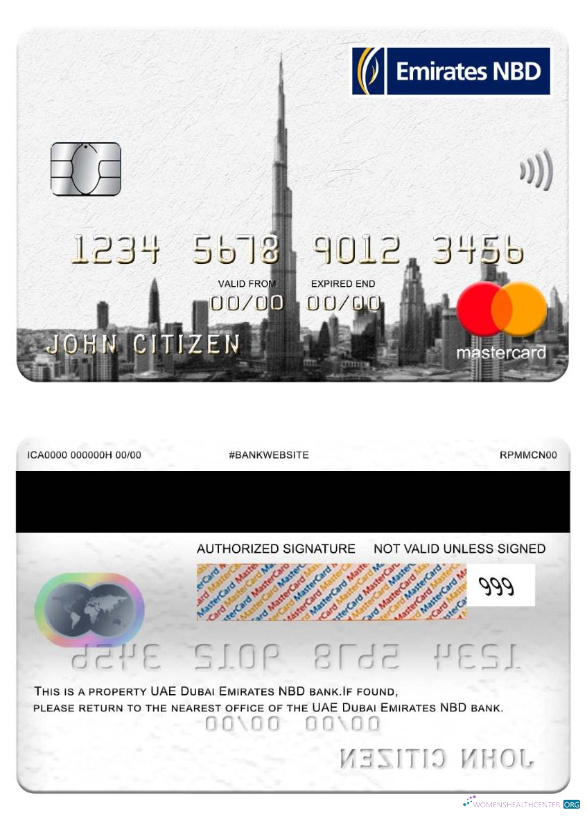 Download UAE Dubai Emirates NBD bank mastercard Photoshop template